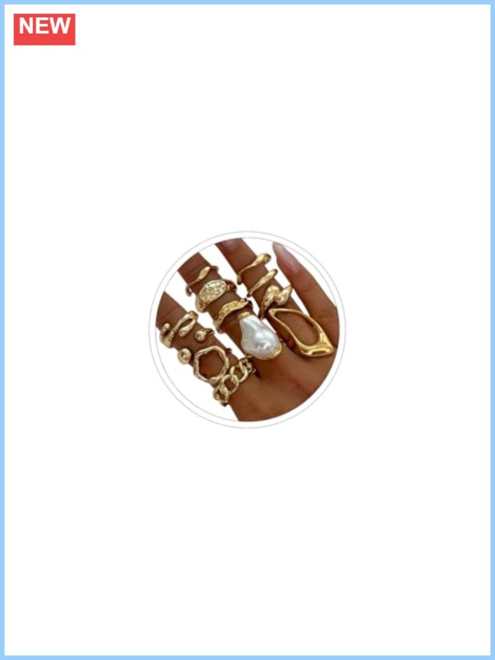 Chunky Gold Plated Adjustable Ring Set 12 Pcs Stackable Rings
